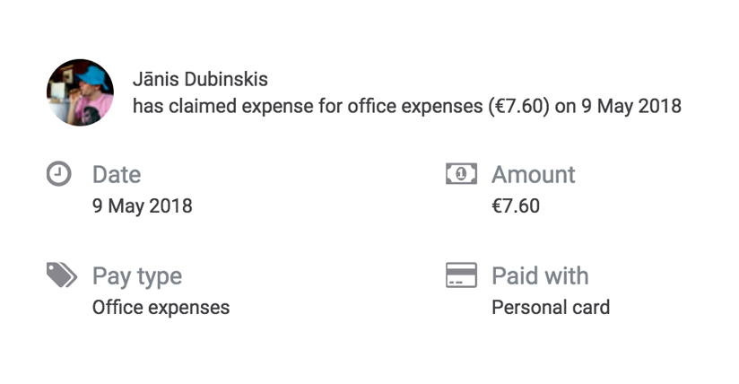 An example of an automated expense claim